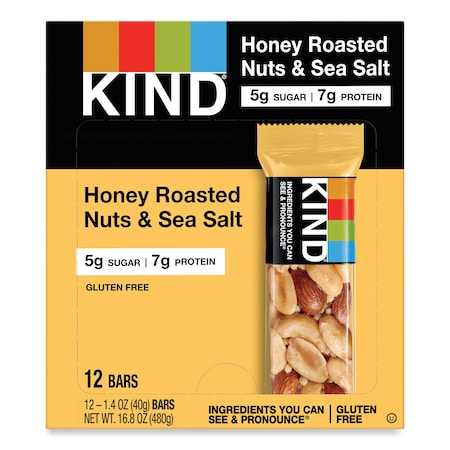 Kind Nuts and Spices Bar, Honey Roasted Nuts/Sea Salt, 1.4 oz Bar, PK12 19990